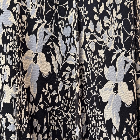 Charter Club Asymmetrical Silk Midi Skirt in Black, Cream & Blue Floral Design. - Picture 10 of 10